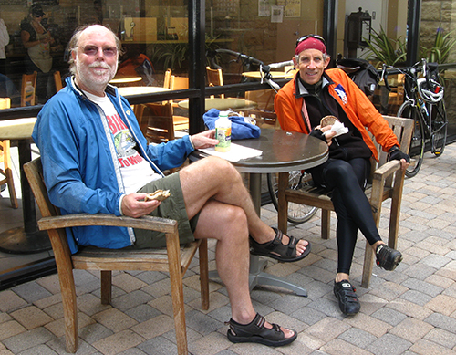 Ashe and Tom outside Starbucks at the Camino Real Marketplace