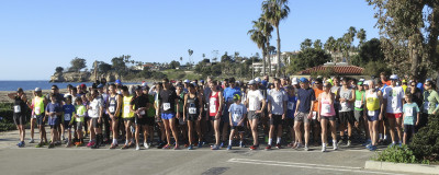 All lined up at the west beach starting line. Ralph is fourth in from the far right